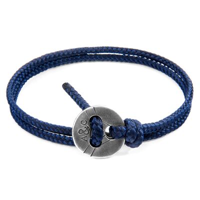 Bracciale Lerwick blu navy in argento e corda
