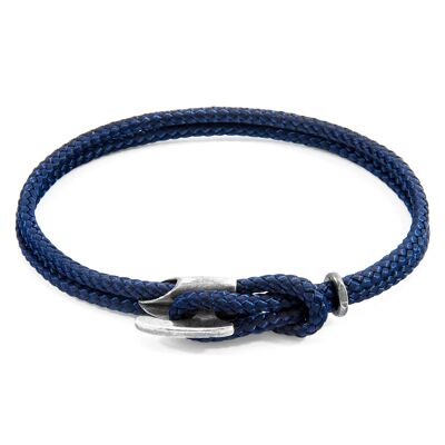 Pulsera de plata y cuerda Padstow azul marino