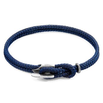 Bracelet en argent et corde Padstow bleu marine 1