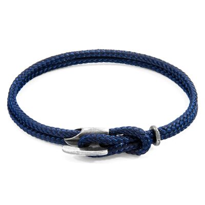 Bracelet en argent et corde Padstow bleu marine