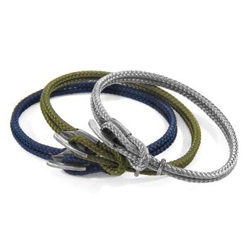 Bracelet en argent et corde Padstow bleu marine 5