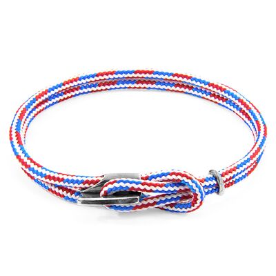Project-RWB Bracelet en argent et corde Padstow rouge blanc et bleu