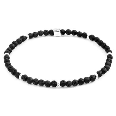 Black Lava Tekapo Silver and Stone Bracelet