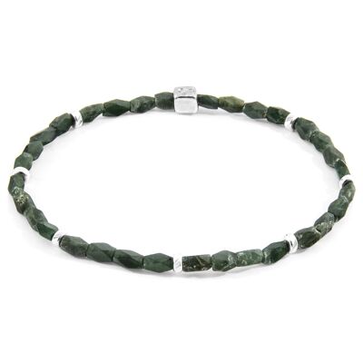 Pulsera de plata y piedra verde jade tekapo