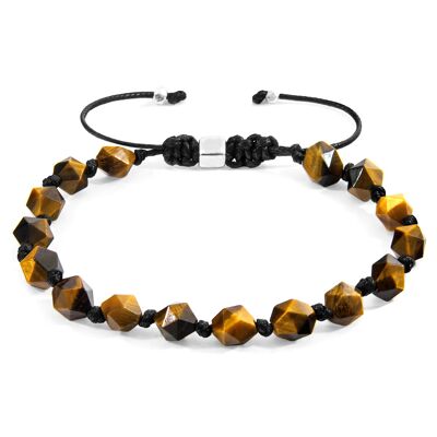 Brown Tigers Eye Zebedee Silver and Stone Beaded Macrame Bracelet