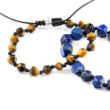 Bracelet en macramé perlé bleu lapis lazuli zebedee argent et pierre 5