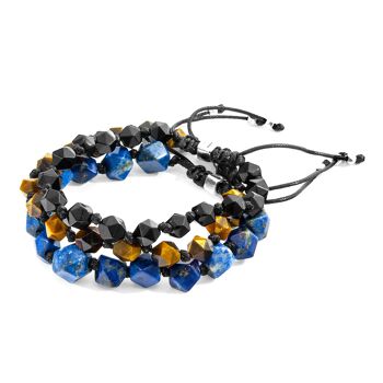 Bracelet en macramé perlé bleu lapis lazuli zebedee argent et pierre 6