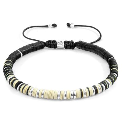 Off-White Kariba Silver and Vinyl Disc Macrame Bracelet