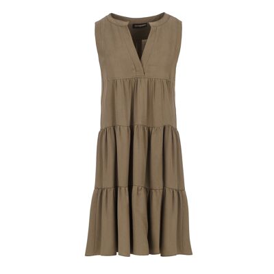 Robe ligne A sans manches couleur olive