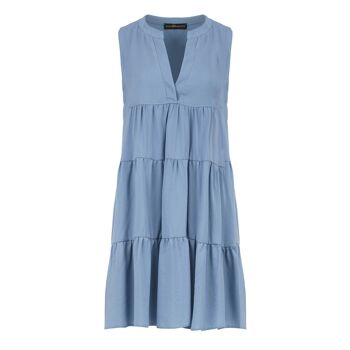 Robe ligne A sans manches de couleur bleu clair 1