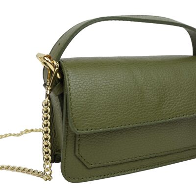 Mini leather handbag Kim Khaki