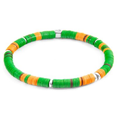 Bracelet Disque Vert Malawi Argent et Vinyle