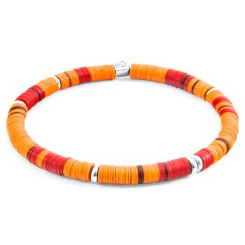 Bracelet Disque Orange Malawi Argent et Vinyle 1