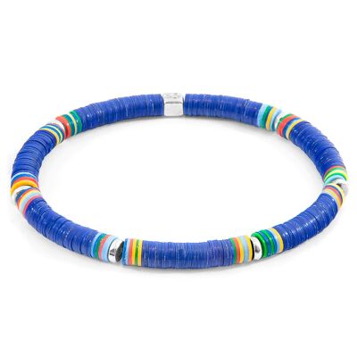 Bracelet Disque Argent et Vinyle Nakuru Bleu