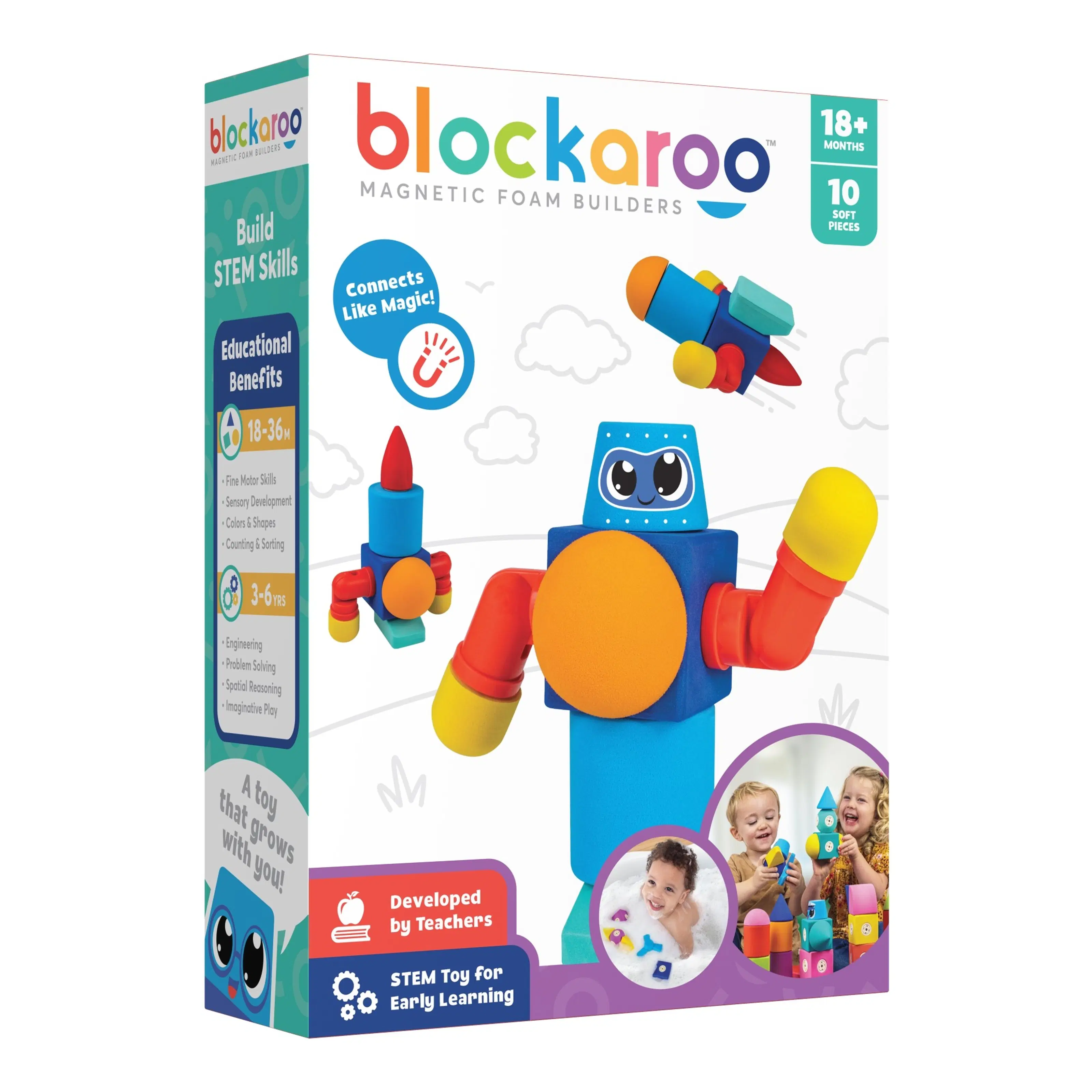 Blocktronics Toy Buy wholesale Blockaroo robot box - 10 Jumbo pcs - magnetic building toy