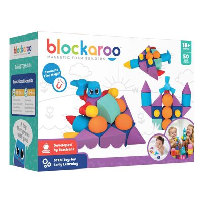 Blockaroo Builders-doos - 50 Jumbo-stukjes - magnetisch bouwspeelgoed
