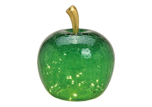Apfel mit 40er LED, mit Timer, aus Glas Dunkelgrün (B/H/T) 27x30x27cm