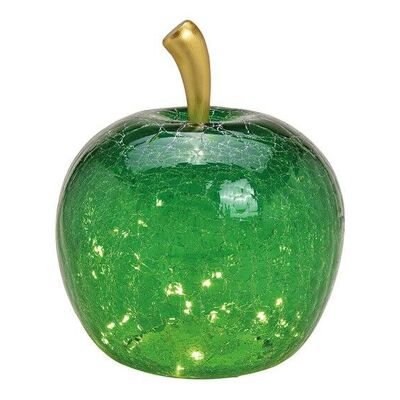 Apfel mit 40er LED, mit Timer, aus Glas Dunkelgrün (B/H/T) 27x30x27cm
