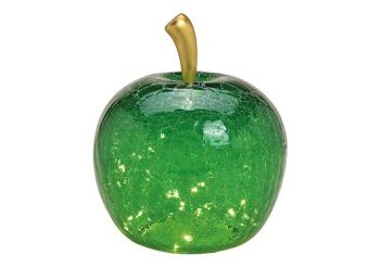 Apple avec 40 LED, avec minuterie, en verre vert foncé (L / H / P) 27x30x27cm