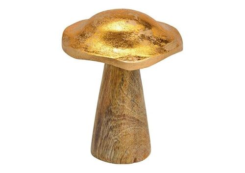 Pilz aus Mangoholz Gold (B/H/T) 12x16x12cm