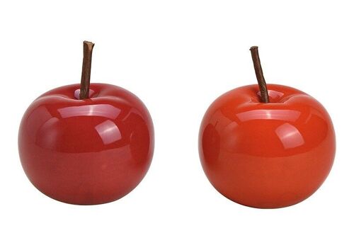 Apfel  aus Keramik Rot 2-fach, (B/H/T) 8x7x8cm