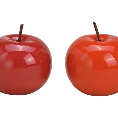 Doppia mela rossa in ceramica, (L / A / P) 11x9x11cm