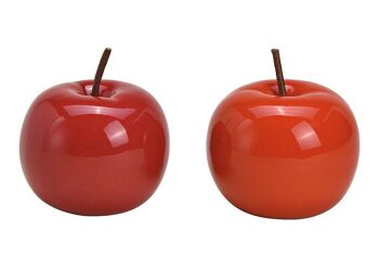 Céramique rouge pomme 2 fois, (L / H / P) 9x8x9cm