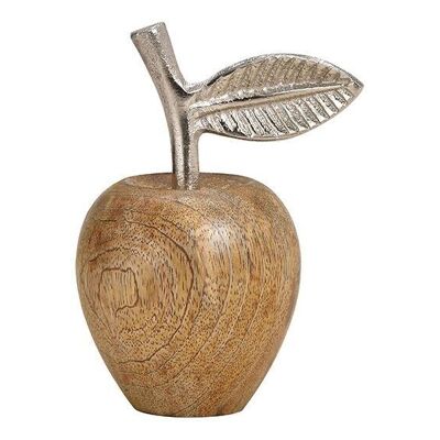 Pomme en bois de manguier, métal brun (L / H / P) 10x13x7cm