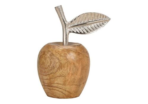 Apfel aus Mangoholz, Metall Braun (B/H/T) 12x15x8cm