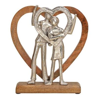 Lovers made of metal, mango wood silver, brown (W / H / D) 24x27x5cm