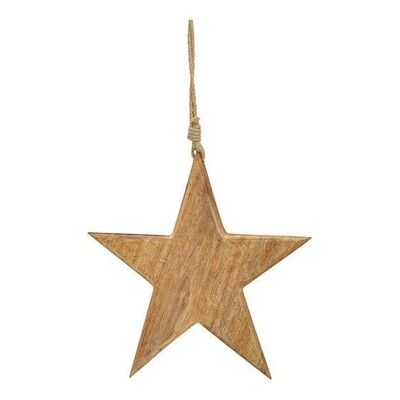 Estrella de suspensión de madera de mango marrón (An / Al / Pr) 24x24x1,5cm