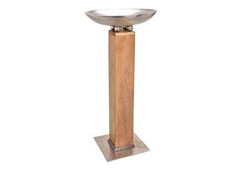Colonne en bois de manguier avec bol en métal/métal marron/argent (L/H/P) 59x125x59cm