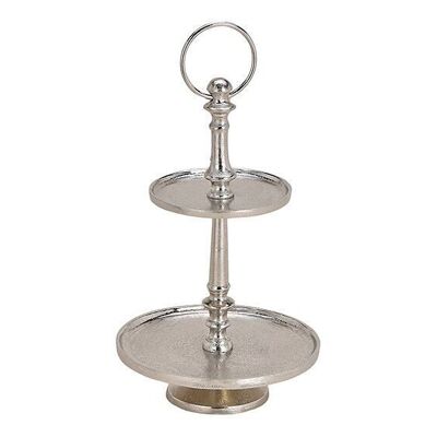 Cake stand with 2 levels made of metal silver (H) 33cm Ø 13/19 cm