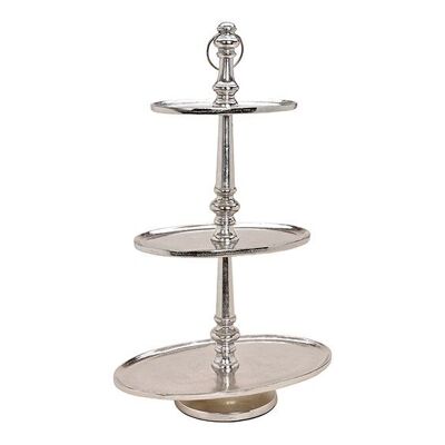 Etagere mit 3 Ebenen Oval aus Metall Silber (H) 75cm, 28x18cm/41x26cm/51x31cm