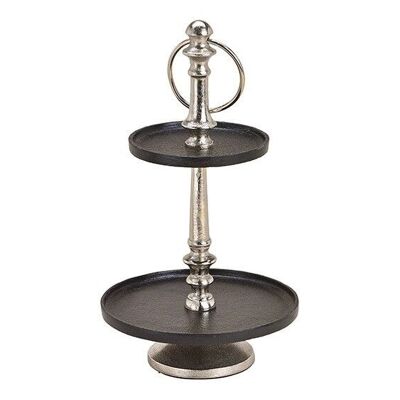 Etagere with 2 levels made of metal black (H) 33cm Ø13 / 19cm