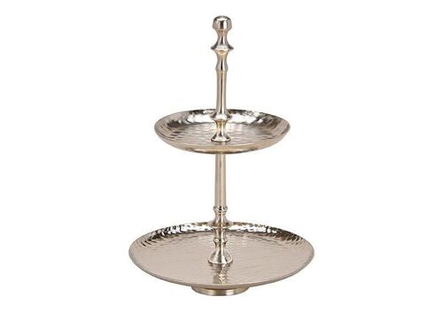 Etagere mit 2 Ebenen aus Alu aus Metall Silber (H) 33cm Ø23cm/16cm