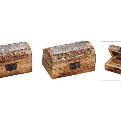Jewelery box India made of wood brown 2-way, (W / H / D) 13x7x7cm