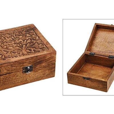 Boîte à bijoux Inde en bois brun (L / H / P) 17x10x17cm