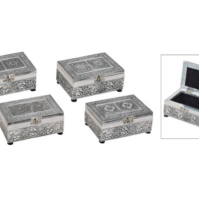 Oriental jewelry box made of metal, assorted 4, W15 x D10 x H7 cm