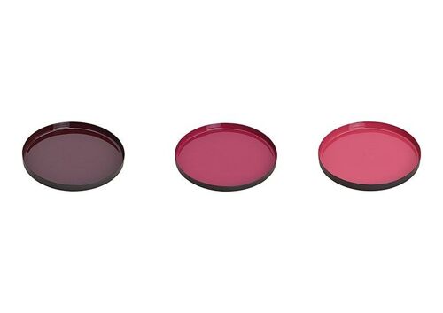 Tablett aus Metall Bordeaux, Pink 3-fach, (B/H/T) 14x1x14cm