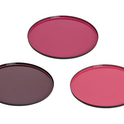 Tablett aus Metall Bordeaux, Pink 3-fach, (B/H/T) 29x1x29cm