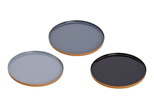 Tablett aus Metall Schwarz, Grau 3-fach, (B/H/T) 23x1x23cm