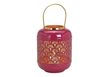 Lanterne lanterne avec poignée en métal rose / rose (L / H / P) 20x26x20cm