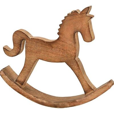 Cavallo a dondolo in legno di mango marrone (L/A/P) 30x26x4 cm