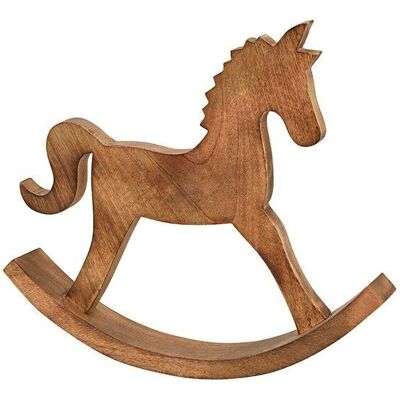 Cavallo a dondolo in legno di mango marrone (L / A / P) 40x33x5cm