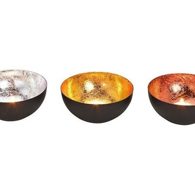 Lantern bowl made of metal black, gold, bronze, silver 3-fold, (W / H / D) 13x6x13cm