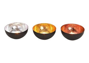 Bol à lanterne en métal noir, or, bronze, argent 3 fois, (L / H / P) 13x6x13cm
