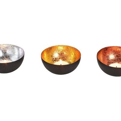 Lanterna ciotola in metallo nero, oro, bronzo, argento 3 volte, (L / A / P) 10x4x10 cm