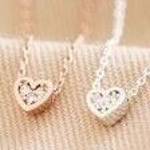 Tiny Crystal Heart Pendant Necklace
