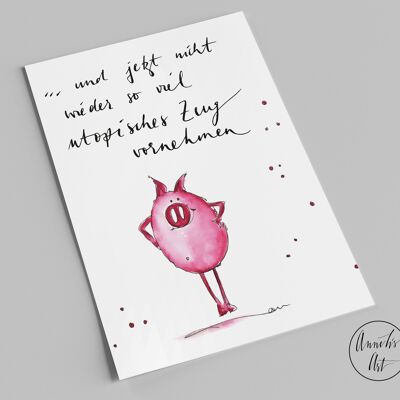 New Year Card | Don't do utopian stuff | Good intentions | New Year's Eve postcard